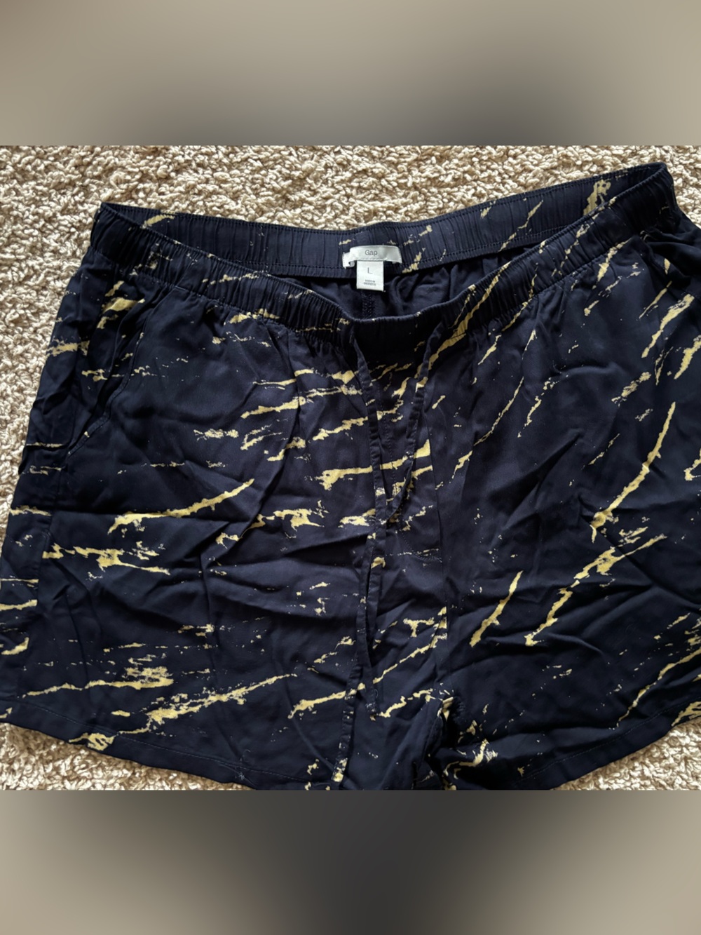 GAP Navy shorts with Gold Marble Streaks